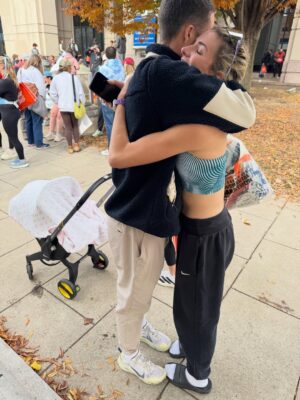 Megan O'Brien Instagram - 2:41 (6:10 miles) for 26.2 the fastest marathon I have ever run ✅  first marathon as a mom!!! 
.
If I’m being totally honest, I was hoping for a little more today, but it takes guts to chase after the Olympic Trials standard (2:37)… especially less than 8 months postpartum. Sometimes when we swing for the fences, it ends up being a double to left, and that’s how I would describe today’s race. But hey! It’s hard to be upset with the best you’ve ever been. I’m filled with gratitude for this sport and the people it has brought into my life. Thank you to everyone who reached out. You made me feel like a rockstar all day. Thank you to @forallmothersorg. The grant I received allowed me to hire childcare in order to train and chase after my dream. We are not done yet!!!! 
.
2:37… I’m coming for you 👊 💥  @_knighttraining @indymonumental