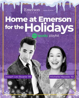 Michelle Macedo Instagram - Celebrate the season with our new holiday-inspired playlist featuring music by our very own alumni. ❄⛄💜

Comment “Listen” and we will send you a link.

Hear the sounds of Joseph Leo Bwarie ’99 and Michelle Macedo '10 (one-half of the band @macedomusic ) today.

If you have music you would like added to the playlist, send us a DM!
