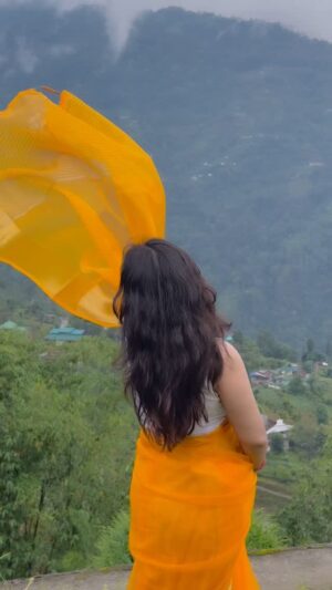 Moumita Tiya Mukherjee Instagram - ✨ Pure Organza silk ✨ from @mregankanaaaa ❤️😌
Booking number is 9836388043
#reels #viral #instagram #reelsinstagram #reelitfeelit #viralvideos #viralvideos #hill #mountains