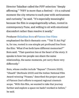 Mrinmayee Godbole Instagram - Our next: Toh Ti Ani Fuji 🗻 (Him Her and Fuji). In competition at Pune International Film Festival. Worldwide Summer 2026 🌏🎬