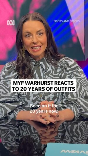 Myf Warhurst Instagram - Absolutely iconic 🔥

Stream the new season of Spicks and Specks from Sunday 15 June 7.30pm on ABC iview and ABC TV.

#SpicksAndSpecks #MyfWarhurst #Fashion #NewSeason