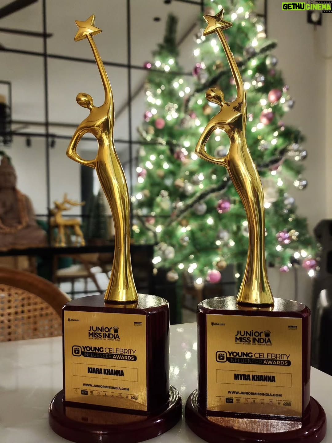 Myra and Kiara - 5.5K Likes - So proud of Myra & Kiara on winning the Junior Miss India... Young Celebrity Award ✨🧿💫
Heartfelt thanks to the Junior Miss India team and @shobhagori maam for this incredible honor and enriching experience.🤍♥️

Grateful for the love, guidance, and platform that nurtures confidence, talent, and dreams.

The gorgeous outfit designed by @kirtiagarwal_varsha