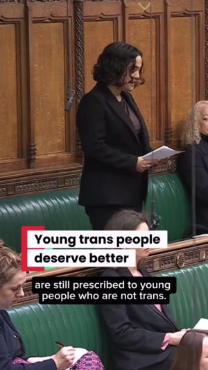 Nadia Whittome Instagram - A blanket ban on puberty blockers, with a medical trial the only way to access them for young people, still isn’t enough for those who are ideologically opposed to the very existence of trans people and want the trial stopped.
Nothing ever will be. And that’s why the government must be led by specialist clinicians in the interests of the child — not ideologues.