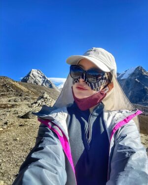 Namrata Shrestha Instagram - Goodmorning 🌻!
Pic1: just a selfie before Cho La pass 😷
Pic2: My friend Bally enjoying the view 🐶... #cholapass #mountains #everestregion #nature #haveagreatday #takecare #dherai #maya #namrataashrestha