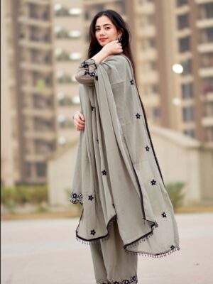 Nancy Arora Instagram - Haasil to bohot kuch karna hai zindagi me Tum aaye to hasratein tum tak reh gyi 🩶🥀 @inancyarora 

suit by @libaspakistani 
.
.
.
#inancyarora #fashionblogger #instapic #likesforlikes #viralpost