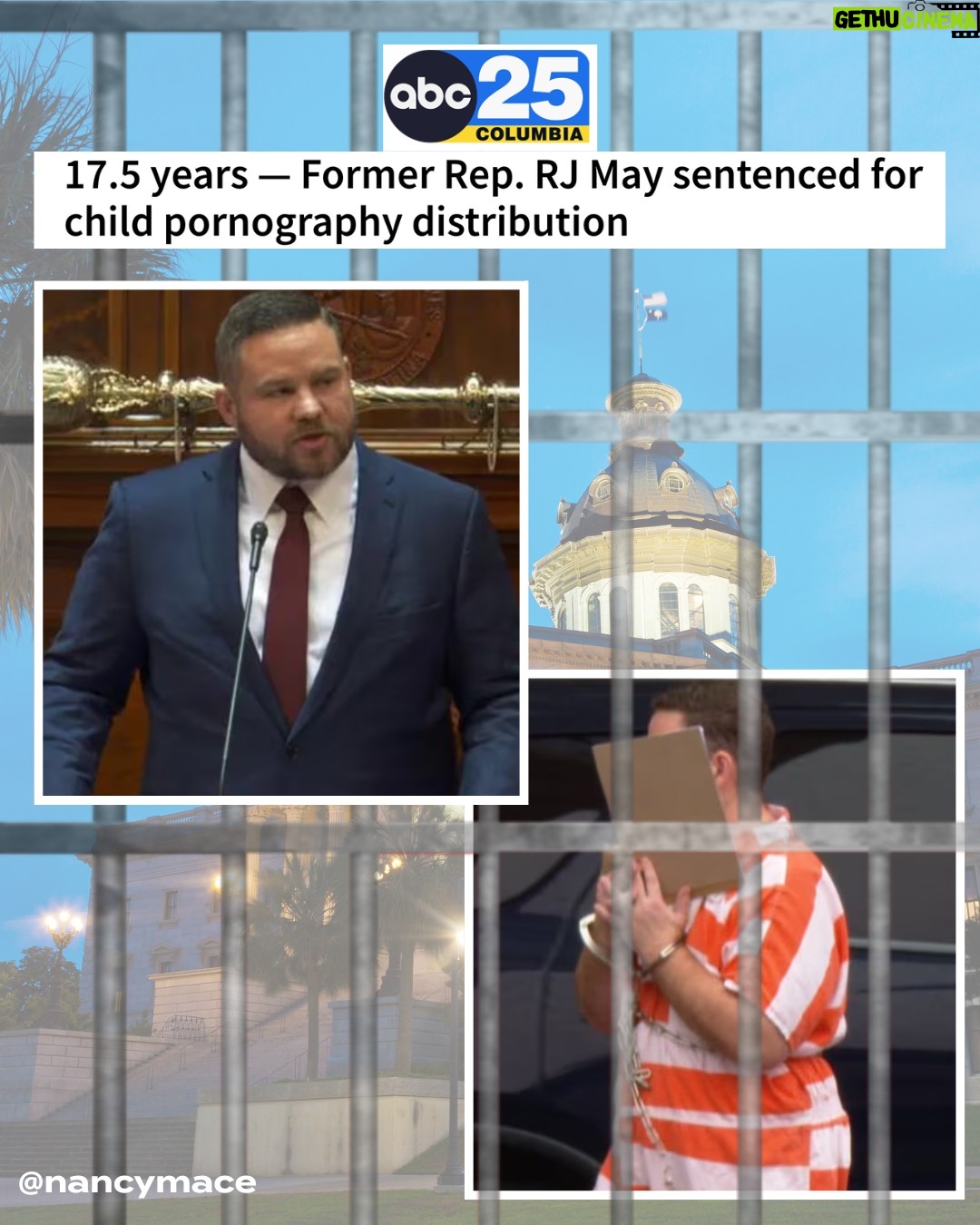 Nancy Mace - 1.2K Likes - NO ONE is above the law. 

Former SC State Rep RJ May sentenced to 17.5 years for distributing child pornography.

As Governor, I'll push for the harshest penalties for anyone who harms children. Predators will face swift, severe justice.

NOT on my watch.