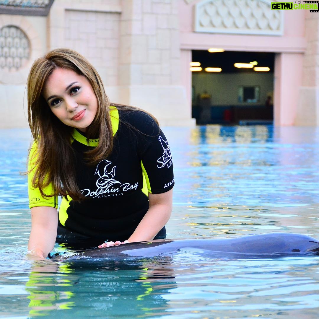 Nelydia Senrose - 140.9K Likes - I will keep this everlasting memory with the dolphin in my heart. I am glad that they are in fortunate hands. ♥️
#MyDubai #DolphinBay 
@visit.dubai 
@atlantisthepalm