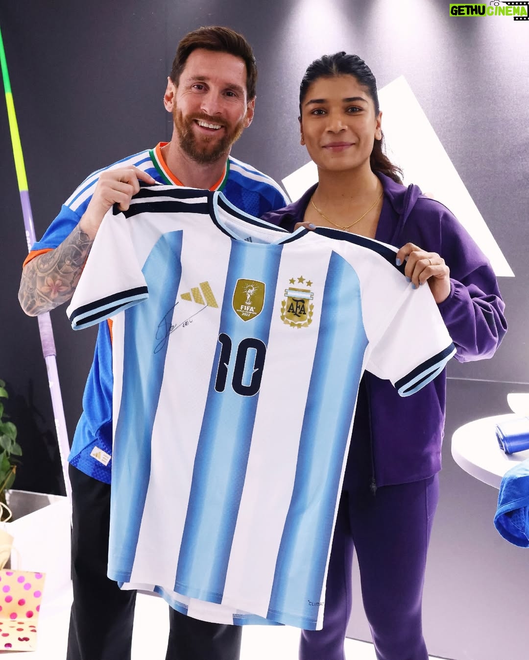 Nikhat Zareen - 82.7K Likes - A memory I’ll tell forever… a moment shared with the GOAT.🐐❤️

Truly grateful to @adidasindia for making this happen.