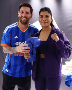 Nikhat Zareen Instagram - A memory I’ll tell forever… a moment shared with the GOAT.🐐❤️
Truly grateful to @adidasindia for making this happen.