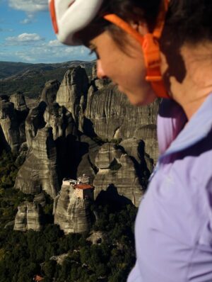 Nina Caprez Instagram - Meteora 🇬🇷 
There couldn’t exist a better place to finish our trip. Thanks Greece for treating us so well ❤️
After 5 months travelling through Europe with our 2 daughters, it’s time to go home for a while.
I feel profoundly happy travelling with my family. It’s very intense and there is nothing more precious than seeing grow my daughters every day. I feel gifted. Thanks Jeremy for supporting me every day ❤️

@arcteryx @petzl_official @scarpa_world @namuk