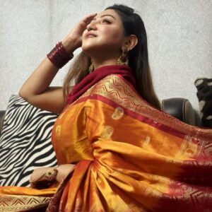 Nishat Priom Instagram - ❤️💛 Take the time to enjoy the little things, for one day, you may look back and realize they were the big things.” 
— Robert Brault
#শাড়ি : আমার বড় আপুর শাড়ি ♥️🫰
#Nishat_Priom #selfloveisimportant