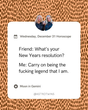 Ophira Edut Instagram - New Year’s Eve sparkles a little brighter with the moon in Gemini. This is social, quick-witted, mix-and-mingle energy—perfect for curating the right crew to ring in midnight with. Choose the friends who keep the conversation lively and the vibe light. Add playful touches, maybe a theme or a shared color, something that makes the night feel intentionally fun. ⁠
⁠
💫 Comment DAILY to read your sign’s horoscope.⁠
⁠
#astrology #horoscope #birthchart #zodiac #zodiacsigns #astrologyposts #astrotwins #dailyhoroscope