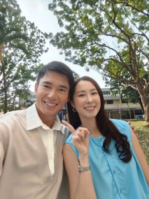 Paige Chua Instagram - Guess who's #pairingup again, and this time we've #upgraded to become...!!! 🩵 #filminginprogress #callmedaddy #callhermummy #mummyisalwaysright #老夫老妻
#十年你还好吗 #听妈妈的话 

#KidUNot #孩是老的辣