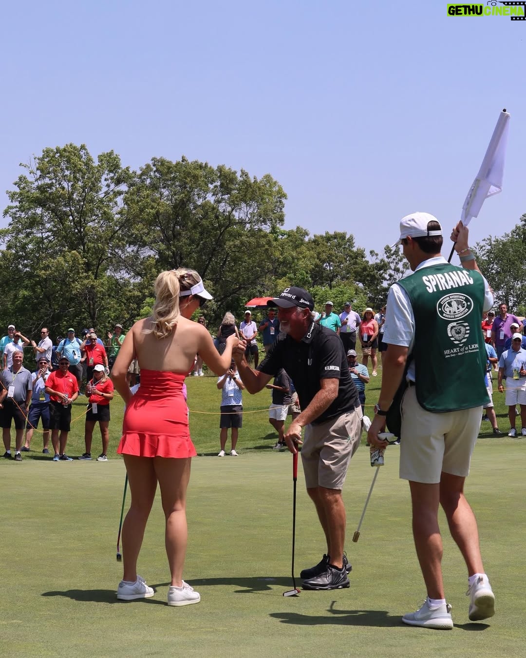 Paige Spiranac - 183.4K Likes - What a crazy couple of weeks! 

-Raised a ton of money with Jerry Kelly at @genevanationalresort!
-Had my own bobblehead night with the @brewers and threw out the first pitch⚾️
-Co hosted the @lagolf party and we also worked on something really exciting👀
-Fun collab with the @bobdoessports crew