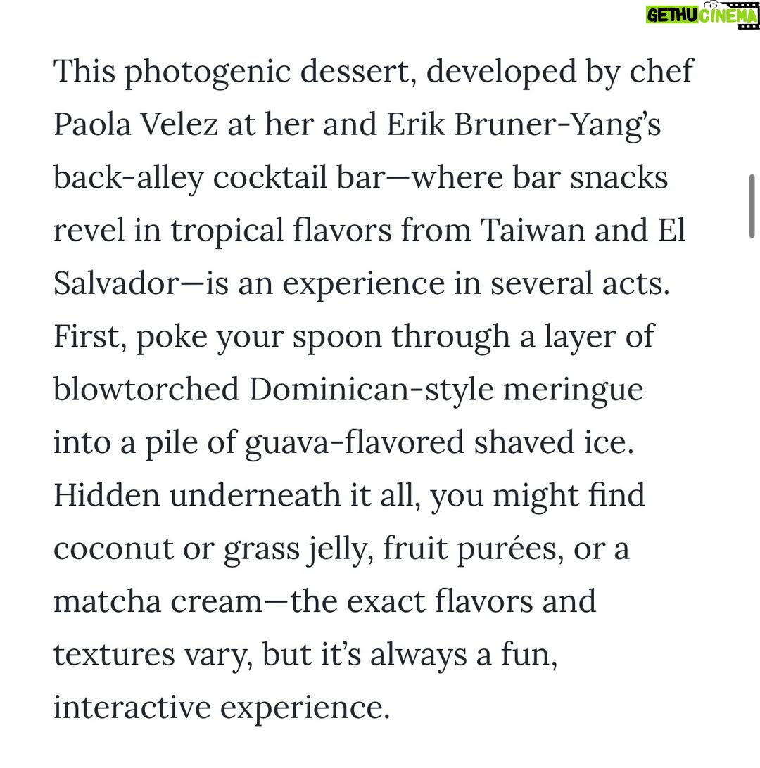 Paola Velez - 130 Likes - Thank you @washingtonianmag for ending 2025 on such a high note and naming our Baked Alaska Shaved Ice one of your favorite dishes of the year. 

🍧 we’re truly honored by all of the frio-Frio/minuta/kakigori love 🍧

For folks wondering where to spend NYE—we’ll be open 🎉

(Ps- congratulations to our friends @elviejo.cak for their feature as well!! ¡Wepa!)
