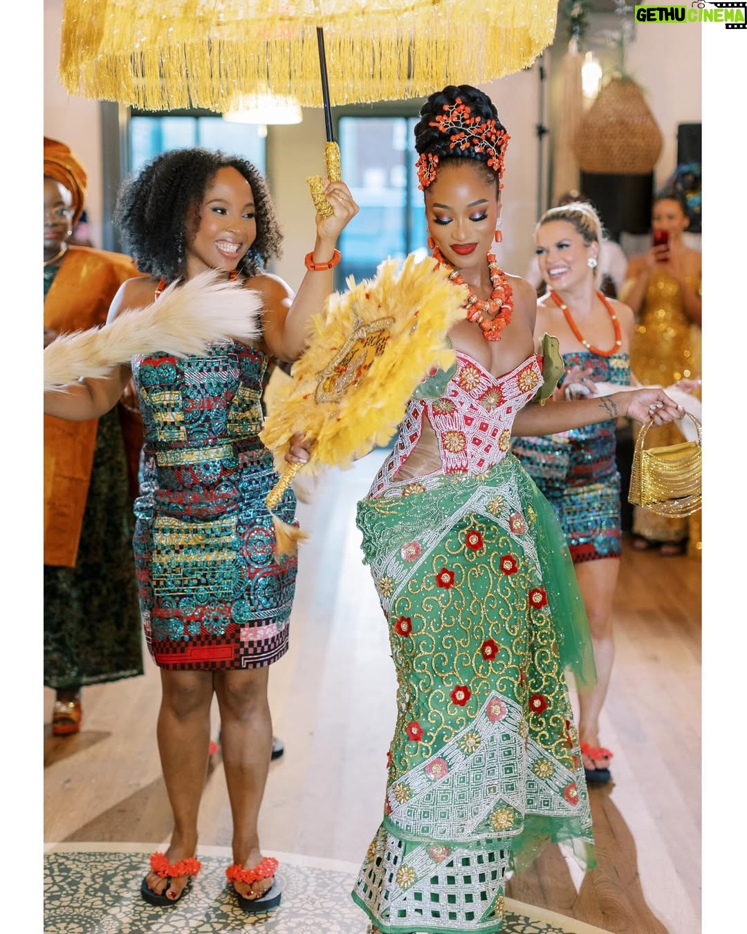 Pepi Sonuga - 10.3K Likes - Part 2, but day 1 ❤️
Overjoyed with all the love. We’re MARRIED!!!! Hip hip!!!! Read our full @voguemagazine feature, link in bio.

Photographer: @perryvaile
Bridal & Groom Designer (Blue): @couturebytabik
Bridal Designer (Green   Red): @anit_cuts
Groom Designer (Green   Red): @davidscottonline
Pepi’s Personal Stylist: @venetiakiddstyle
Coordination & Design: @claudiocoevents
Videographer: @foragedfilms
Content Creator: @itschampagnesocial
Decor & Florals: @sansationalcreations_
Palm Wine Cup: @bridesnbrooms
Accessories & Beads: @nenejewellryandcraft
Catering: @stomachaffairsatl
Cake: @vgsbakery
Alaga: @mc_bukenkoalaga
Signage: @magnoliadreams.shop
Gift Bags: @vistaprint @zazzle
Invitations:
• @printswellstationery (printing)
• @les_carnets_de_nini (design)
• @flourishfinewriting (stamps)
Bridesmaids Designer: @themusefactory_ @bibireola_bespoke
Groomsmen Designer: @fujahbrand
Geles for Bridal Party: @asooke_gele_matters
Venue: @relix_brookside_knoxville 
Bridal Glam: @neonbonymakeovers @solangehairandbeauty @mosmogele
Rentals: @aopartyrentals
DJ: @djfreshyk
Transportation: @cruzetransportservices