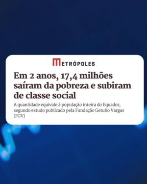 Petra Costa Instagram - É encorajador ver um governo democrático comprometido com o progresso do povo brasileiro!
Um estudo recente da Fundação Getulio Vargas revelou um aumento histórico de 78,18% na ascensão social das classes A, B e C no Brasil, entre 1976 e 2024.
Em apenas 2 anos, 17,4 milhões de brasileiros deixaram a pobreza, um reflexo importante de inclusão social, impulsionados por um crescimento econômico superior a 3% ao ano.
Este cenário cria novas oportunidades de emprego e fortalece a economia, traçando um caminho promissor rumo a um Brasil mais igualitário.