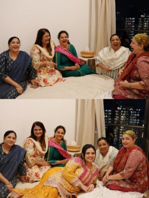 Prableen Kaur Bhomrah Instagram - Our house warming done the perfect way!
Sukhmani Sahib path with family & friends ♥️🙏🏻
My outfit @bmbywear
Rahul’s outfit @maharana.india
Jewellery @ishkaara_
#housewarming