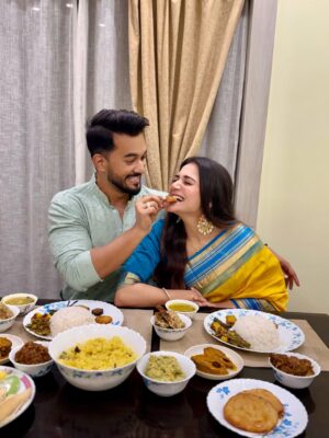 Priyanka Mitra Instagram - Love , laughter, food & us ❤️🧿
.
.
#us #happyfaces #aiburobhat #radhekrishna