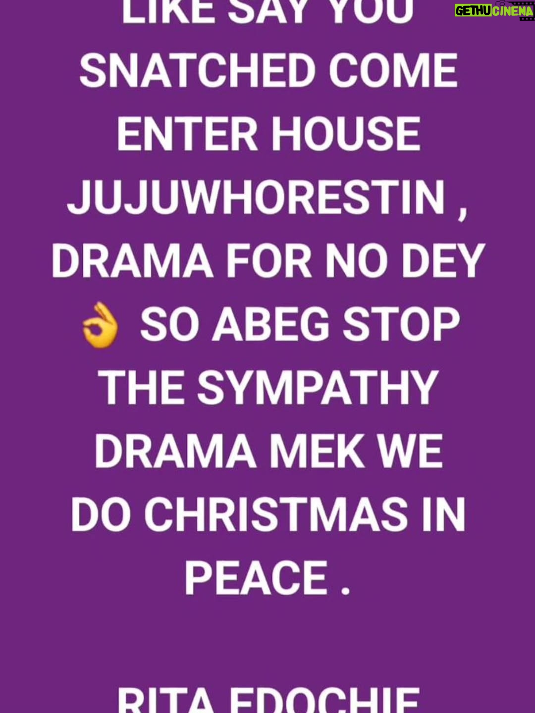 Rita Edochie - 2.5K Likes - I KNOW A COUPLE OF YOUR KIND OF WOMEN WHO SNATCHED PEOPLE’S HUSBANDS AND QUIETLY WENT TO OCCUPY THIER STOLEN POSITION WITHOUT ANY DRAMA DISPLAY......... 

IT IS FUNNY HOW YOU YAWN FOR PUBLIC SYMPATHY WHILE SWIMMING IN THE POOL OF ADULTREY 
IF YOU HAD PEACEFULLY REMAINED INDOORS COMMITTING YOUR ATROCITY WITH WHAT YOU THINK YOU SUCCEDED SNATCHING 
THERE WOULD BE NO BACKLASH , NO DRAMA , AND NO CAUSE FOR SYMPATHY 
SO MADAM PARKIA ONE SIDE LET US ENJOY A PEACEFUL CHRISTMAS AND NEW YEAR 👌.

GOOD AFTERNOON AND MERRY CHRISTMAS GREAT LOVERS OF RITA EDOCHIE 🙌 . 
SORRY I HAVE BEEN PRETTY BUSY  AND COULDN'T REACT TO THE  SO CALLED DRAMA OF STOP BASHING OUR CHILDREN CHAAAAAIIIIII , WHICH OUR CHILDREN ? BIA NWANYI NKEM BU NKEM WHILE NKE ANYI BU NKE ANYI BIKO 👌 WHAAAAAAT ?
WE ARE NOT CUT OUT FOR DRAMA THIS SEASON 👌. ALLOW US ENJOY THE CHRISTMAS IN PEACE WHETHER MONI DEY OR E NO DEY . NO BE BECAUSE DEM NO COM GIVE YOU AS DEM DEY GIVE YOU BEFORE WEY MEK YOU COME DEY ADVICE WOMEN WHEN YOU KNOW THAT WE KNOW THAT NO MEANINGFUL ADVICE WILL BE TAKEN FROM YOU BECAUSE IT'S PRETENCE AND DECIET .
ANYWAY , I AM ENJOYING THIS CHRISTMAS MUCH AS IT'S THE WORST YEAR EVER 🙃 🙂 😅 😔 😪 🤪 🙌 SO LONG AS YOU ARE ALIVE ,WE MUST KEEP PUSHING 👌😘😍🥰💚💚💚💚💚💚💚