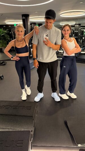 Ryan Kiera Armstrong Instagram - Warrior 1 and 2 We don’t sweat … we sparkle ✨ @ryankarmstrong @gauer_fitness