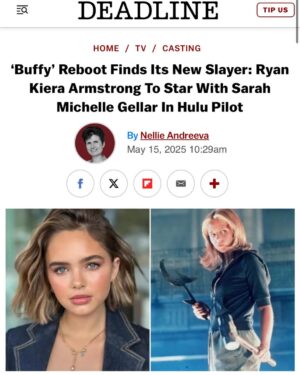 Ryan Kiera Armstrong Instagram - i’m so beyond thankful and excited to share that i am going to be apart of the BTVS universe!!! i am so excited for this journey with you @sarahmgellar i am in awe of you. thank you so much @joannecolonna_official and @abbybluestone for believing in me. i would never ever be here without you guys. thank you Chloe Zhao for trusting me, im such a fan. i’m still in so much shock and disbelief. @noralzee and @lillazuck i’m so SO excited to work with you both. finally, thank you to my amazing parents that have allowed me to do my dream, love uuuu. I WONT LET YOU GUYS DOWN!! 💘💘