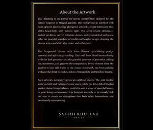 Sakshi Khullar Instagram - About the artwork (last slide )
28āx32ā acrylics on canvas (sold, prints available) #sakshikhullarart #mughalgarden #royalgarden #acrylicpncanvas