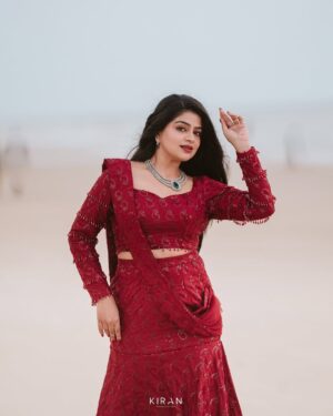 Samata Amin Instagram - A weave of dreams, a shade of love. ❤️
 
Beautiful outfit designed & customise by @alara.wearyourstory ♥️
Jewellery by @nazakathbyrupsath ⭐️
MUA H @kanchanashettymakeupartist @makeupmagicbydeekshashetty 

Captured by @kiranproductions.in 
Location @royaldreams_surathkal 

#samataamin #weddingstory