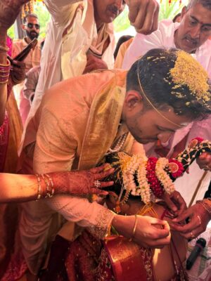 Sara Annaiah Instagram - Watching you marry the love of your life was everything, Deepu 💫 You deserve all the happiness in the world — cheers to your forever love story 🥂💐

@deepthimanne_official ❤️🎊😘🧿

@evara_by_themystiquedesign 
@jewelkulture 

#BestFriendsWedding #SheSaidIDo #MyBestieGotMarried #ForeverAndAlways #WeddingVibes #LoveInTheAir #TheBigDay #WeddingSeason #CoupleGoals #HappilyEverAfter