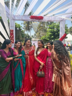 Sara Annaiah Instagram - Watching you marry the love of your life was everything, Deepu 💫 You deserve all the happiness in the world — cheers to your forever love story 🥂💐

@deepthimanne_official ❤️🎊😘🧿

@evara_by_themystiquedesign 
@jewelkulture 

#BestFriendsWedding #SheSaidIDo #MyBestieGotMarried #ForeverAndAlways #WeddingVibes #LoveInTheAir #TheBigDay #WeddingSeason #CoupleGoals #HappilyEverAfter
