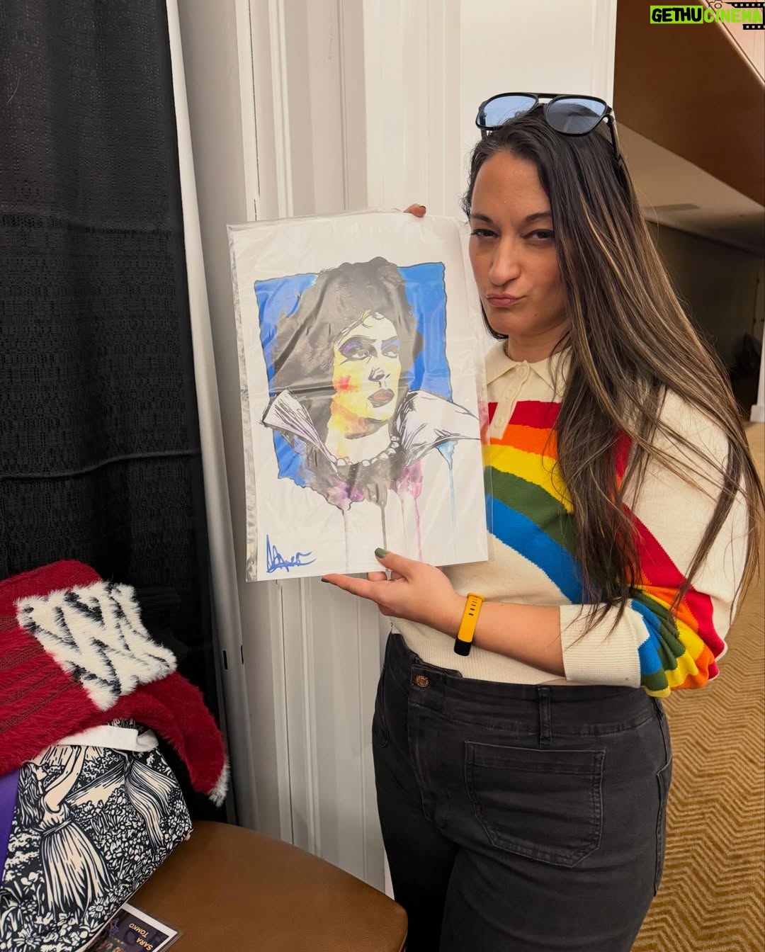 Sara Tomko - 8.5K Likes - A colorful first day at @abqcomcon Thanks for coming out and sharing your many stories of love and joy and gratitude for our show.  See you again tomorrow for our last day in Albuquerque🪩🎁🎉💎🌅🛸🎨✨