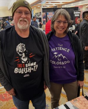 Sara Tomko Instagram - A colorful first day at @abqcomcon Thanks for coming out and sharing your many stories of love and joy and gratitude for our show.  See you again tomorrow for our last day in Albuquerque🪩🎁🎉💎🌅🛸🎨✨
