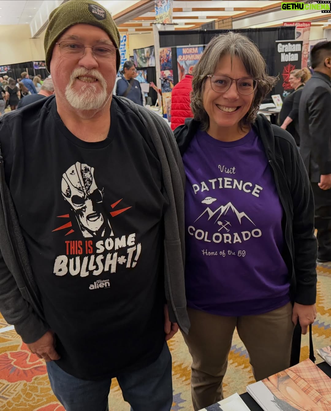 Sara Tomko - 8.5K Likes - A colorful first day at @abqcomcon Thanks for coming out and sharing your many stories of love and joy and gratitude for our show.  See you again tomorrow for our last day in Albuquerque🪩🎁🎉💎🌅🛸🎨✨