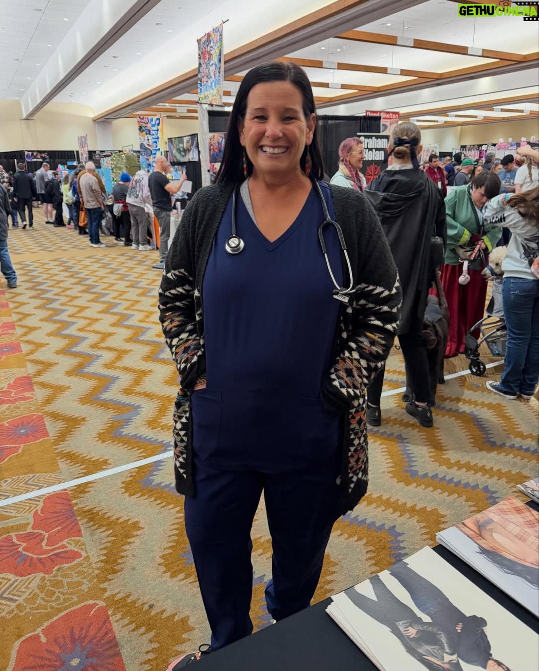 Sara Tomko - 8.5K Likes - A colorful first day at @abqcomcon Thanks for coming out and sharing your many stories of love and joy and gratitude for our show.  See you again tomorrow for our last day in Albuquerque🪩🎁🎉💎🌅🛸🎨✨