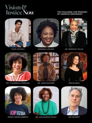 Sarah Lewis Instagram - Artists, scholars, culture workers, civil rights activists and lawyers came together in New York this week for the second Vision & Justice convening. The brainchild of art historian and Harvard professor Sarah Elizabeth Lewis, Vision & Justice joined this year with the 14th Amendment Center for Law & Democracy, founded by civil rights lawyer and Howard Law professor Sherrilyn Ifill to bring together a dynamic collaboration with over 300 participants.
Thank you to all of our speakers including Sherrilyn Ifill, Dr. Sarah Lewis, Darren Walker, Ava DuVernay, Bryan Stevenson, Dr. Leah Dickerman, Carrie Mae Weems, Dr. Carla Hayden, Amy Sherald, Peter W. Kunhardt, Jr., Dr. Mona Hanna, LaToya Ruby Frazier, Glenn Ligon, Anthony Foxx, Audra McDonald, Florian Koenigsberger, Nikole Hannah-Jones, Dr. Paul Farber, Dr. Uché Blackstock, Theaster Gates, Dr. Martha S. Jones, John Legend, Charles M. Blow, Vijay Iyer, Dean Jelani Cobb, Sandy Rodriguez, Dr. Chelsea Clinton, Tyler Mitchell, Deborah Archer, Dr. Deborah Willis, Dr. P. Gabrielle Foreman, Dr. Leigh Raiford, Firelei Báez, Tenzin Gund-Morrow, Dr. Salamishah Tillet, Lee Gelernt, Dr. Joy Buolamwini, Elijah DeVaughn, Adam Serwer, Kimberlé Crenshaw, Summer Durant, Dr. Huey Copeland, Hank Willis Thomas, Mark Bradford, Dr. Latanya Sweeney, Coreen Simpson, Yara Shahidi, and Jennifer Koh.
