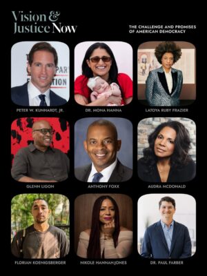 Sarah Lewis Instagram - Artists, scholars, culture workers, civil rights activists and lawyers came together in New York this week for the second Vision & Justice convening. The brainchild of art historian and Harvard professor Sarah Elizabeth Lewis, Vision & Justice joined this year with the 14th Amendment Center for Law & Democracy, founded by civil rights lawyer and Howard Law professor Sherrilyn Ifill to bring together a dynamic collaboration with over 300 participants.
Thank you to all of our speakers including Sherrilyn Ifill, Dr. Sarah Lewis, Darren Walker, Ava DuVernay, Bryan Stevenson, Dr. Leah Dickerman, Carrie Mae Weems, Dr. Carla Hayden, Amy Sherald, Peter W. Kunhardt, Jr., Dr. Mona Hanna, LaToya Ruby Frazier, Glenn Ligon, Anthony Foxx, Audra McDonald, Florian Koenigsberger, Nikole Hannah-Jones, Dr. Paul Farber, Dr. Uché Blackstock, Theaster Gates, Dr. Martha S. Jones, John Legend, Charles M. Blow, Vijay Iyer, Dean Jelani Cobb, Sandy Rodriguez, Dr. Chelsea Clinton, Tyler Mitchell, Deborah Archer, Dr. Deborah Willis, Dr. P. Gabrielle Foreman, Dr. Leigh Raiford, Firelei Báez, Tenzin Gund-Morrow, Dr. Salamishah Tillet, Lee Gelernt, Dr. Joy Buolamwini, Elijah DeVaughn, Adam Serwer, Kimberlé Crenshaw, Summer Durant, Dr. Huey Copeland, Hank Willis Thomas, Mark Bradford, Dr. Latanya Sweeney, Coreen Simpson, Yara Shahidi, and Jennifer Koh.