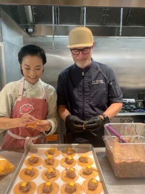Shirley Chung Instagram - I am officially back to work 💪After 1.5 years of battling Tongue Cancer and living an isolating life style. I spent the last month traveling,reconnecting with chef friends ❤️ I am so Happy and my heart is Full
🔥I filmed a show 
🔥Taught new chef friends to fold dumplings 🥟 
🔥Dumpling Mafia popup at Dallas @capitalone campus 
🔥Returned to Vegas for @lasvegasrevelry at the Wynn and reconnected with soooo many of my old friends! 
#chefshirleychung #dumplingmafiaqueen #fuckcancer
