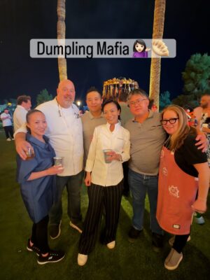 Shirley Chung Instagram - I am officially back to work 💪After 1.5 years of battling Tongue Cancer and living an isolating life style. I spent the last month traveling,reconnecting with chef friends ❤️ I am so Happy and my heart is Full
🔥I filmed a show 
🔥Taught new chef friends to fold dumplings 🥟 
🔥Dumpling Mafia popup at Dallas @capitalone campus 
🔥Returned to Vegas for @lasvegasrevelry at the Wynn and reconnected with soooo many of my old friends! 
#chefshirleychung #dumplingmafiaqueen #fuckcancer