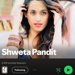 Shweta Pandit Instagram - 5.5 MILLION listeners on @spotify currently 💚

congratulations to our golden voice queen @shwetapandit7 👏👏👏 #spotify #shwetapandit