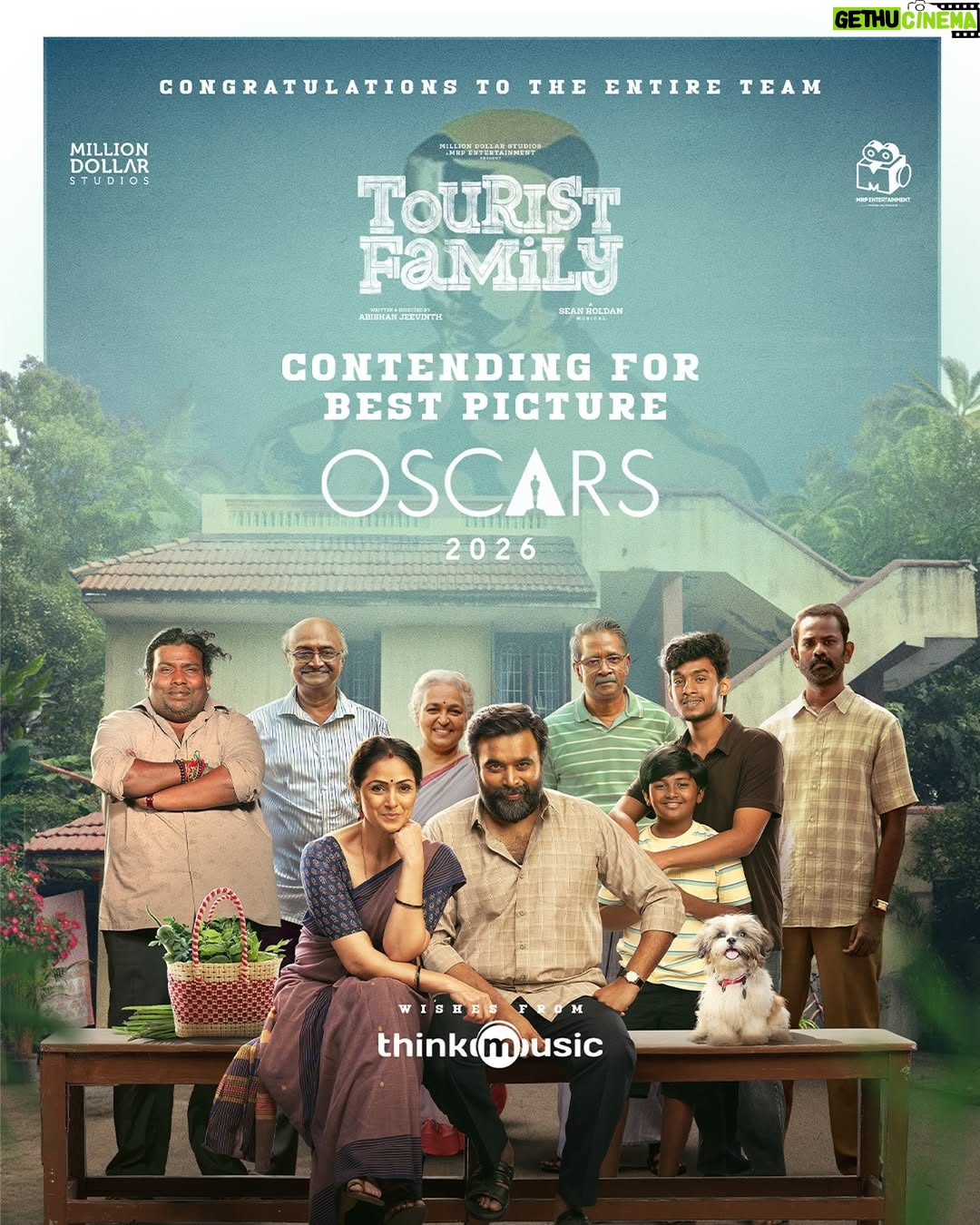 Simran - 50.2K Likes - Proud to celebrate this incredible moment!🏆 #TouristFamily contending for Best Picture, Oscars 2026. @theacademy 

Written & directed by @abishan_jeevinth 🎬
A @rseanroldan musical ✨🎶

🌟@sasikumardir @simranrishibagga @yogibabu.official_ @rameshthilak @kamalesh_jagan @iamyogalakshmi #MsBhaskar @mithun_jai_sankar
@millionoffl @mrpentertainments @vithurs 

#ThinkMusic