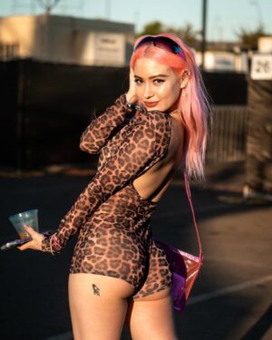 Skylar Roberge Instagram - Coming into the new year HOT & SPICY & giving absolutely zero F’s what people think of me online 🌶️🔥😇

📸 @matt.n24

#spicy #fitspo #femaledj #rave #pinkhair