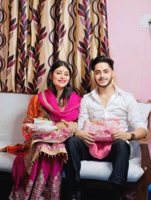 Smriti Rajput Instagram - Rokafied 🧿❤️ I will forever be there to laugh with you, to lift you up when you are down and to love you unconditionally through all our adventures in life together….I wanna make you smile whenever you’re sad. Carry you around when your arthritis is bad. All I wanna do is grow old with you blessed to have you in my life thnx you for coming in my life thkew for everything jaan 👩❤️💋👨🧿🫂I am the luckiest i know 😍No Nazar 🧿 Allowed #cute #trend #viral #love #adriti #couplegoal #wedding #rokafied #❤