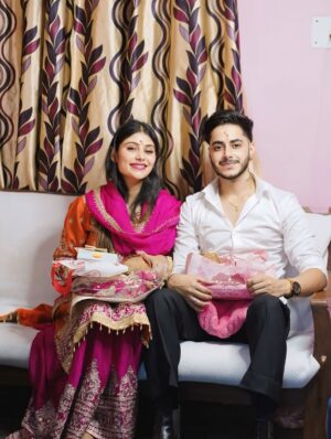 Smriti Rajput Instagram - Rokafied 🧿❤️ I will forever be there to laugh with you, to lift you up when you are down and to love you unconditionally through all our adventures in life together….I wanna make you smile whenever you’re sad. Carry you around when your arthritis is bad. All I wanna do is grow old with you blessed to have you in my life thnx you for coming in my life thkew for everything jaan 👩❤️💋👨🧿🫂I am the luckiest i know 😍No Nazar 🧿 Allowed #cute #trend #viral #love #adriti #couplegoal #wedding #rokafied #❤