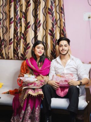Smriti Rajput Instagram - Rokafied 🧿❤️ I will forever be there to laugh with you, to lift you up when you are down and to love you unconditionally through all our adventures in life together….I wanna make you smile whenever you’re sad. Carry you around when your arthritis is bad. All I wanna do is grow old with you blessed to have you in my life thnx you for coming in my life thkew for everything jaan 👩❤️💋👨🧿🫂I am the luckiest i know 😍No Nazar 🧿 Allowed #cute #trend #viral #love #adriti #couplegoal #wedding #rokafied #❤