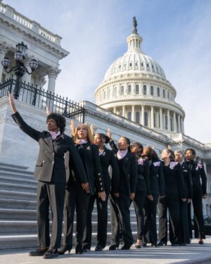 Stacey Plaskett Instagram - Happy 113th Founders Day to Delta Sigma Theta Sorority, Incorporated!
 
It was an honor to join my sorors on the steps of the U.S. Capitol to celebrate this milestone anniversary and the enduring legacy of our 22 phenomenal founders.
 
The work continues, and I am proud to stand with my sisters in service to our nation and our communities.
OO-OOP! 🔺❤️