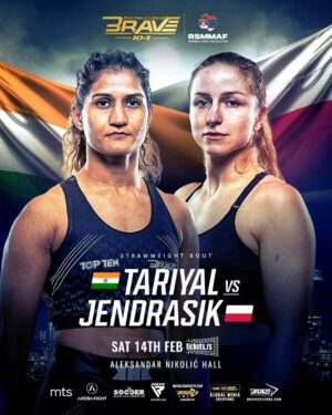Suchika Hooda Instagram - #BRAVE104 š®š³ vs. šµš±
Suchika Tariyal (2ā0) Neporažena predstavnica Indije dolazi iz Soma Fight Club & Lion War Cluba (Haryana) i u MMA prenosi elitno džudo poreklo. Osmostruka je nacionalna Å”ampionka Indije u džudou, Å”ampionka Commonwealth i Južnoazijskih igara, kao i svetska Å”ampionka JJIF Brazilian Jiu-Jitsua za 2024. godinu.
Indijka je borac koji sistematski gradi meÄ, traži ruÅ”enje, pritiska uz žicu i nameÄe težak ground-and-pound, koristeÄi snagu i balans da iscrpi protivnicu. Sa visinom od 162 cm i rasponom ruku 157 cm, oslanja se na kontrolu, fiziÄku Ävrstinu i konstantan pritisak.
Kinga Jendrasik (2ā3) Poljska predstavnica iz kluba Octopus, ÅódÅŗ dolazi sa jasnim identitetom, sve profesionalne pobede ostvarila je submissionom. Kao braon pojas u brazilskom džiu-džicuu i osvajaÄ bronze na nacionalnom No-Gi prvenstvu, izuzetno je opasna Äim borba zavrÅ”i na parteru.
ViÅ”a i sa dužim dosegom (165 cm / 165 cm), njena strategija je jasna: izdržati udarce, ostati pribrana i Å”to pre preneti borbu u parter, gde traži pozicioniranje i Äistu zavrÅ”nicu.
Budi deo spektakla - UŽIVO!
š14. februar 2026.
šļøHala āAleksandar NikoliÄā - Pionir
š19:00
šļøKarte su zvaniÄno u prodaji:
ā”ļøtickets.rs