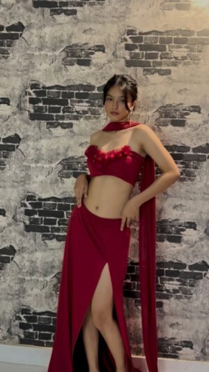 Supriya Chhetri Instagram - “In my red era.”❤️
Wearing: @sahil__attire 🫶🏻