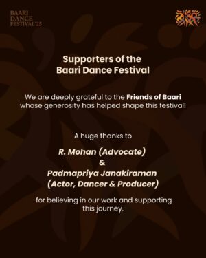 Swarnamalya Instagram - Meet the team behind Baari Dance Festival ‘25 ✨
Endless gratitude for the passion and love for arts that made it all happen!! 
.
.
.
#baaritheculturespace #baaridancefestival2025 #dancecommunity #art