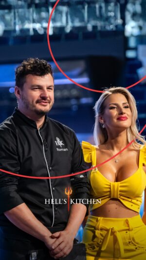 Táňa Bystroňová Instagram - Jak šéf @jan_puncochar_chef a @stasa.roman zvládnou pohled 👀 na Táni krájení cibule? 🧅😂 To si nenechte ujít už ve středu v premiérovém dílu Hell’s Kitchen! 🔥

#hellskitchencesko