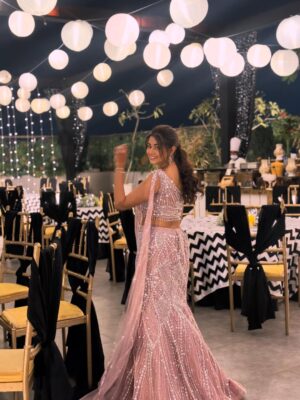 Tanvi Dogra Instagram - When the outfit speaks, you just pose 💕 

Styled by : @stylewithroshnii 
Wearing: @emiraasbyindrani 
Jewellery: @solikocommunications 

#PinkAesthetic #GlitterGlow #PastelVibes #ShineBright #EthnicElegance